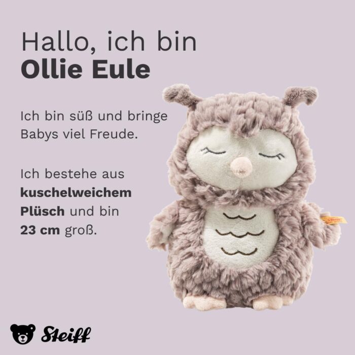 Steiff Kuscheltier Ollie Eule, Süßes Stofftier, Jungen, Mädchen & Babys ab 0 Monaten, Friends, Plüschtie, Beige - Image 6