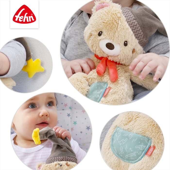 Fehn Kuscheltier Bär Bruno – Weicher Teddybär für Neugeborene als Einschlafhilfe - Stofftier zum Greifen, Fü - Image 4