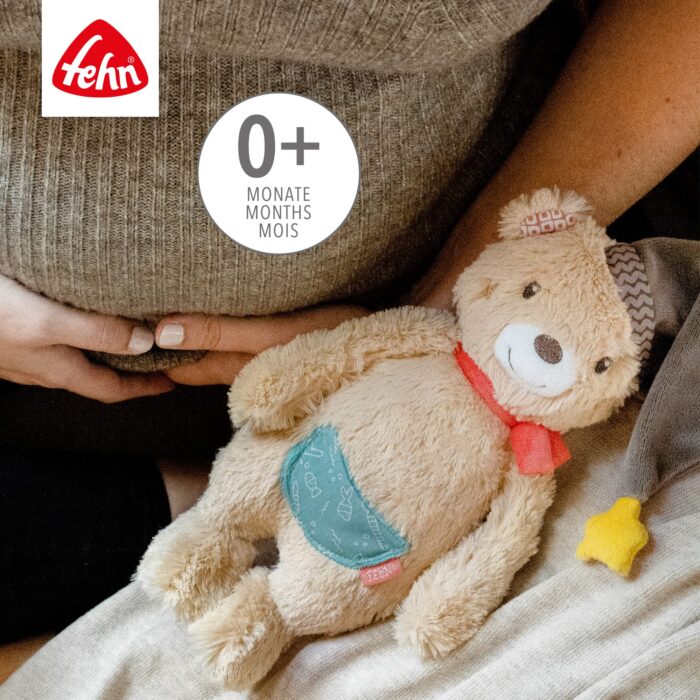 Fehn Kuscheltier Bär Bruno – Weicher Teddybär für Neugeborene als Einschlafhilfe - Stofftier zum Greifen, Fü - Image 5